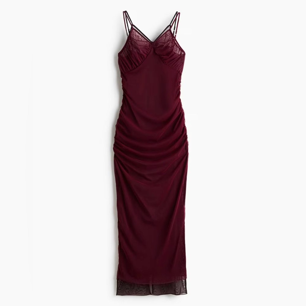 H&M STUDIO
BURGUNDY STRAPPY MESH DRESS - Picture 2 of 6